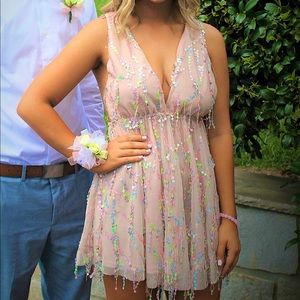 Pastel Pink iridescent Sequined Party Dress